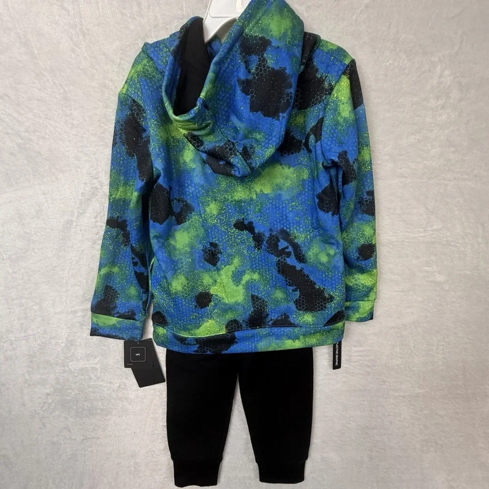 Nike Hoodie Jogger Sweatpants 2 Pc Boys 4T Black Blue Green Fleece Pockets NWT